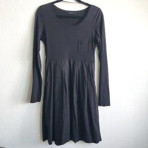 COS Long Sleeve Charcoal Black Fit & Flare Cotton Dress Size S Small